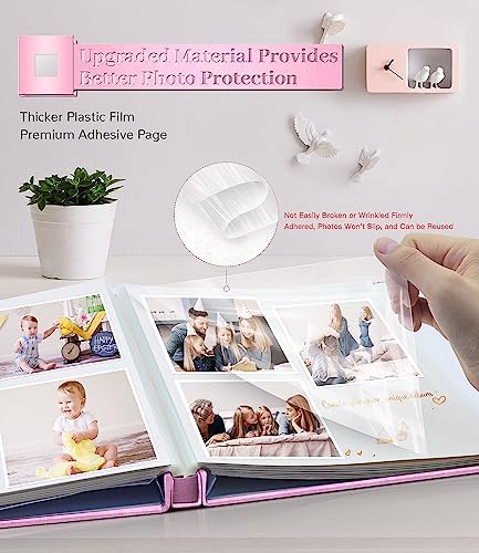 Artfeel Photo Album Self Adhesive Scrapbook Album for 3x5 4x6 5x7 8x10 Pictures,60 Pages Linen Cover with Display Window DIY Photo Book,Ideal Gifts for Family Travel Wedding Baby