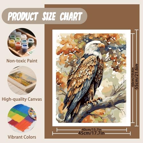 XTCIXAL Paint by Numbers Kit for Adults, Eagle - 16X20 Inch