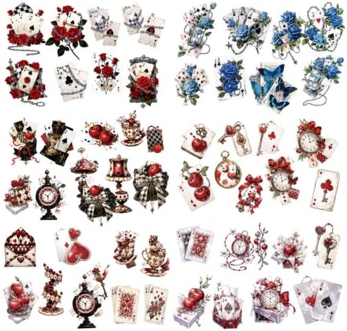 96-Piece Vintage Playing Card Stickers for Junk Journaling