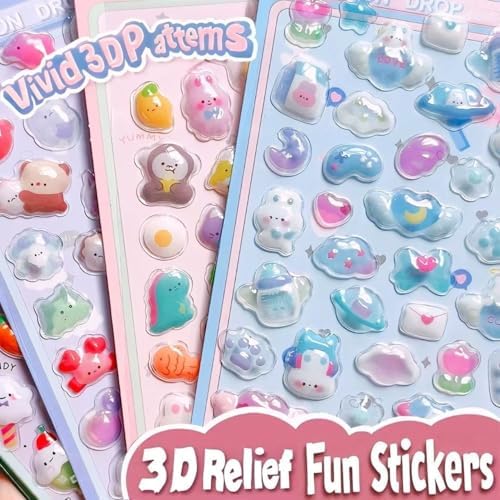 3D Puffy Stickers, Kawaii Decorative Stickers for Phone Case, Notebook, Scrapbooking (Style-2)