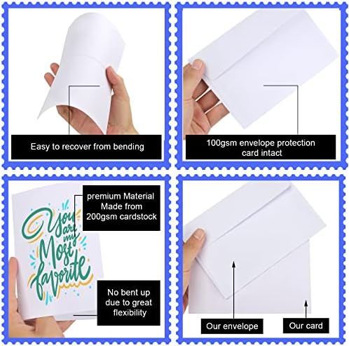 Blank Cards and Envelopes 4x6, 90 Pack White Invitation Cardstock with 90 Pack Envelopes, Thank you Blank Greeting Cards, for All Occasions DIY, Print custom