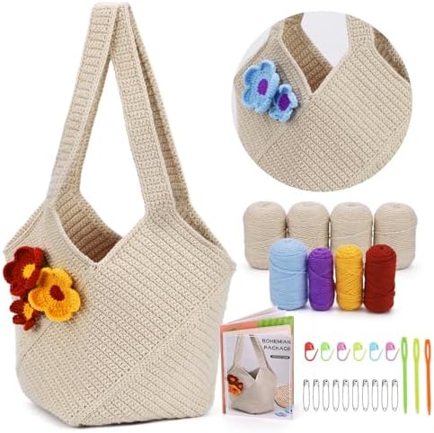 Pnytty Beginner Crochet Kit for Adults, Shoulder Bag Crochet Starter Kit