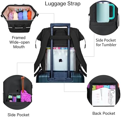 Leudes Crochet Bag Backpack for Yarn Storage Tote Travel Large Knitting Bag