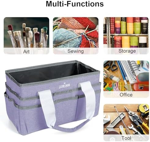 JJRING Craft Organizer Tote Bag Art Storage Caddy Lilac | With Multiple Pockets For Sewing, Scrapbooking, School, Medical, And Office Supplies