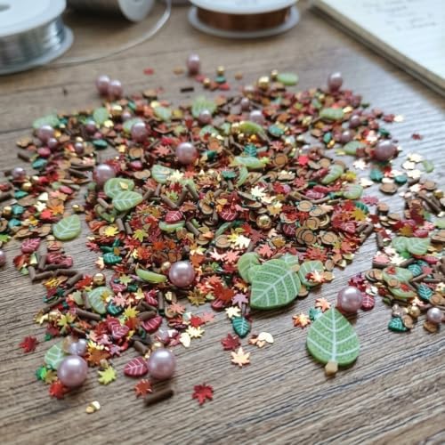100G Polymer Clay Sprinkles for Crafts, Thanksgiving Pumpkin Embellishments for DIY Crafts Nail Art Lip Gloss Supplies Cellphone Decoration Accessories (Coffee)