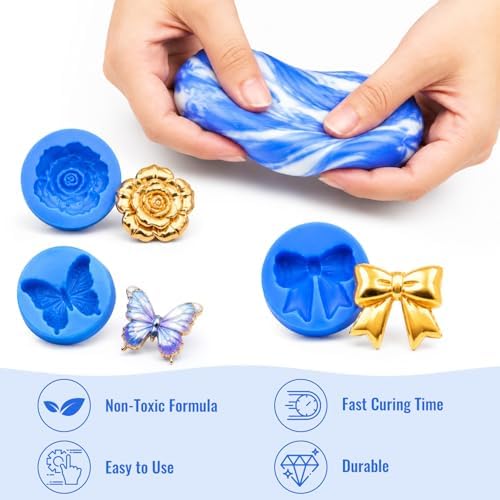 Silicone Putty, 1LB Flexible Silicone Mold Making Kit, Non-Toxic, Easy 1:1 Mixing Ratio, Fast Cured & Reusable Molding Compound for Resin, Soap, Wax, Jewelry Making