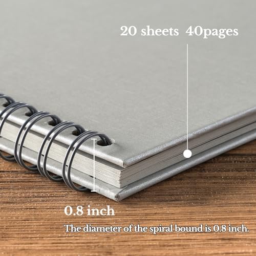 potricher 10 x 10 Inch DIY Scrapbook Photo Album 40 Pages, Gray | Thick Kraft Paper Scrap Book Photo Albums, Memory Book for Wedding, Anniversary, Baby, Family, Travel, DIY Projects