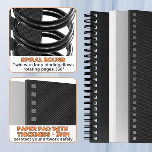 joibabe Spiral Bound Mixed Media Sketchbook, 160 GSM/98LB Heavyweight Acid Free Paper, 60 Sheets, 9x12 Inch Art Notebook for Drawing, Watercolor, Acrylic, Sketching, 1 Pack