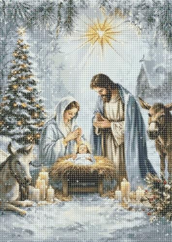 LKHMVCA Nativity Diamond Art Kits for Adults, 5D Diamond Painting Kits for Adults Beginners, DIY Full Round Drill Diamond Dot Painting Gem Art Kits for Adult, Home Wall Decor 11.8x15.7 Inch