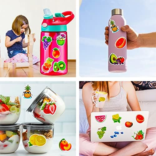 Fruit Stickers, 100 Pcs Cute Fruits Stickers Pack, Colorful VSCO Waterproof Sticker for Water Bottle Scooter Luggage Laptop, Fruits Sticker Bulk Holiday Gifts for Kids Teens Adults