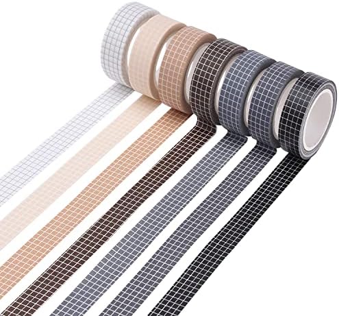 Mr. Pen- Washi Tape Set, 0.6", 7 Rolls, 9 Yards/Roll | Washi Tape for Scrapbook, Arts, Crafts, Journals and Planners, Grid