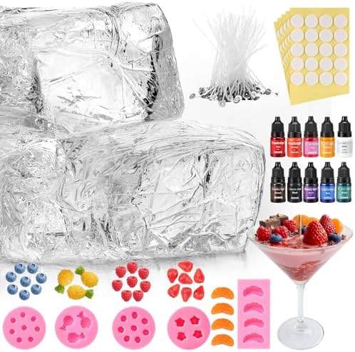 Heigble 9.9 lb Gel Wax for Candle Making Candle Making Kit with 5 Fruit Silicone Molds Wick Stickers and Liquid Dye DIY Clear Jelly Make Candles DIY Supplies for Party Supplies