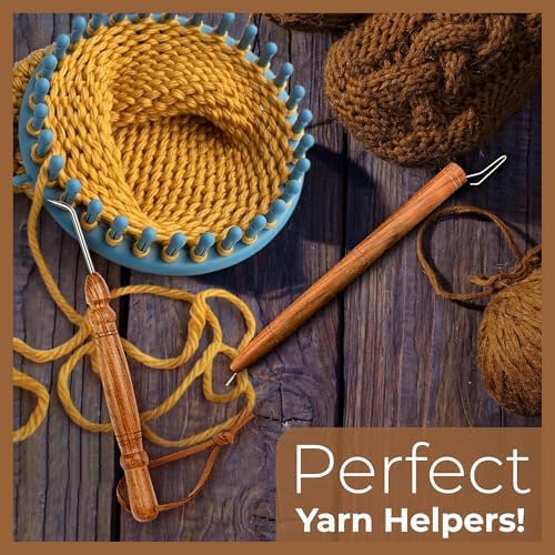 Set 2 Loom Pen Tool & Loom Hook, Yarn Helper, Yarn Guide for Loom Knitting, Handmade Tools to Make Yarn Loom Crafts Quicker & Easier for Knitters