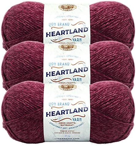 Lion Brand Yarn, Heartland Crochet Yarn, Badlands, Purple, 3 Pack