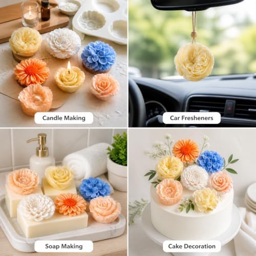 9 Pcs Flower Molds Silicone Candle Molds for Candle Making