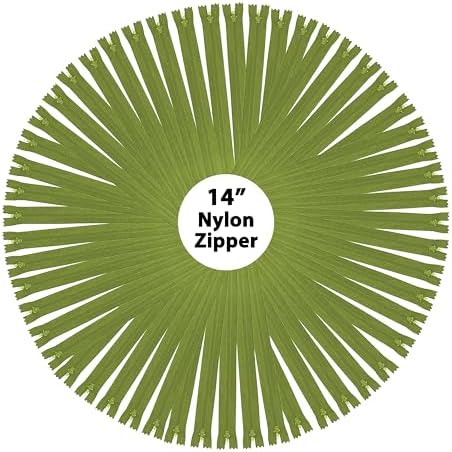 Mandala Crafts 80 PCs Olive Green Closed-End 14 in Nylon Zippers for Sewing
