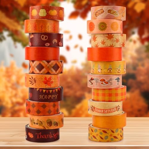 Fall Washi Tape Set 20 Rolls Autumn Thanksgiving Pumpkin Washi Tape