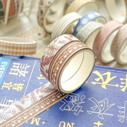 YUBBAEX 20 Rolls Basic Patterns Washi Tape Set Skinny Masking Creative Decorative Tapes, Designer's Selection (Collection 4-Romance)