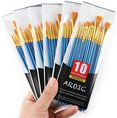 AROIC 100 Pcs Paint Brushes, Acrylic Painting Brush for Oil and Watercolor | Professional Artist Bulk Paint Brushes, Beginners & Artists Drawing Kit for Face Canvas Rock Painting Art Supplies(10 Packs)