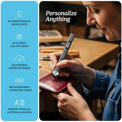 EtchMate Engraving Pen for Metal, Wood, Glass, Plastic & All Materials | Cool Birthday Gift Ideas - Engraver Pen Tool - Teen Boy Gifts - Unique Gifts for Women, Teenage Girl - Craft Kits for Adults