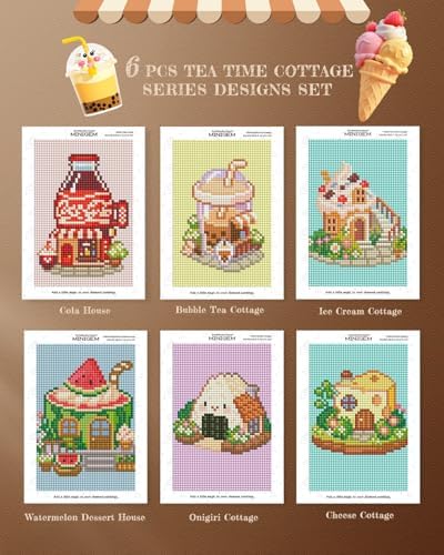 forever young Tea Time Cottage Small Diamond Art Kits, 5x7 Inch Canvas