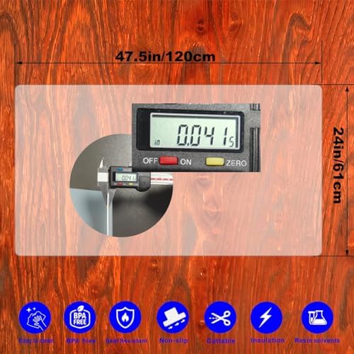 48” x 24”Silicone mat, Large Silicone Heat-Resistant mat, Kitchen countertop Non-Slip mat, Craft Table placemat.(Translucent)