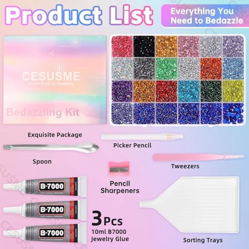 28000 Pcs Color Rhinestones Bedazzling Kit, Blue Resin Bedazzling Gems