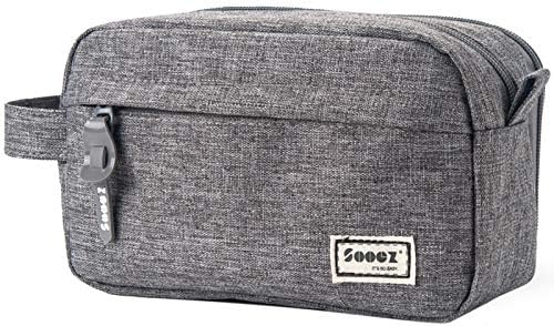 Sooez High Capacity Pencil Case, Big Pencil Bag Pouch Box Organizer Pen Case, Portable Journaling Supplies with Easy Grip Handle & Loop, Asthetic Supply for Girls Adults, Grey