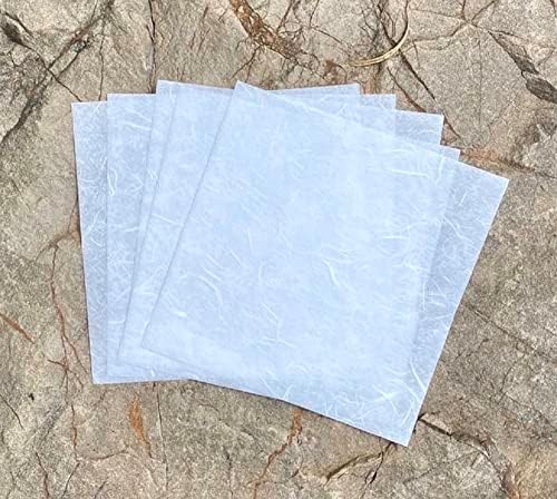Natural Fiber Mulberry Paper Sheets 6 x 6 Inches, 50 PCS Handmade Craft Paper for Origami, Scrapbooking, Card Making, DIY Decoration, Mixed Media Art (White Color, 6x6 Inch)