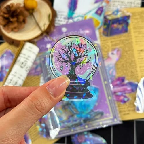 50pcs PET Vinyl Stickers Scrapbook, Self-Adhesive Waterproof Vinyl Sticker for Laptops, Aesthetic Decor Journal Stickers Planner Accessories for Luggage, Water Bottles.Magical Magic