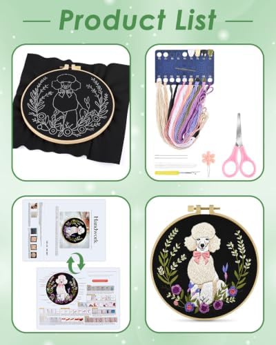 ERKOON Embroidery Kit for Beginners Adult Poodle Cross Stitch Set