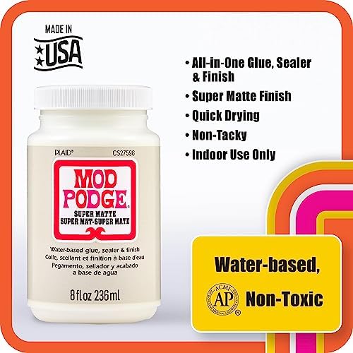 Mod Podge Super Matte, Premium All-in-One Glue, Sealer, and Finish, 8 fl oz, CS27596, 8 oz (236 ml) (Pack of 12)
