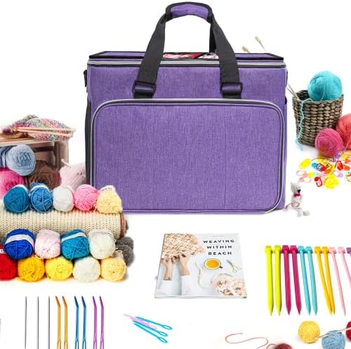 MYBAGZING Knitting Bag, Large Crochet Bag, Crochet Tote Bag, Yarn Bags for Crocheting, Yarn Storage Organizer for Knitting & Crochet Supplies