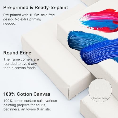 AUREUO 10x10 Inch Gallery Wrapped Canvas 1.5 Inch Depth 4 Pack