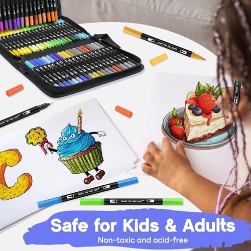Coloring Markers Dual Brush Tip, 72 Colors Watercolor Fine Point Art Marker | Double Sided Colored Pen for Adult Kids Artist Drawing Painting Calligraphy Journaling Lettering - Perfect School Supply
