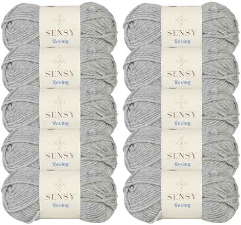 S Sensy Roving-Premium Acrylic&Wool Yarn 10 Pack Light Gray Heather 131yds