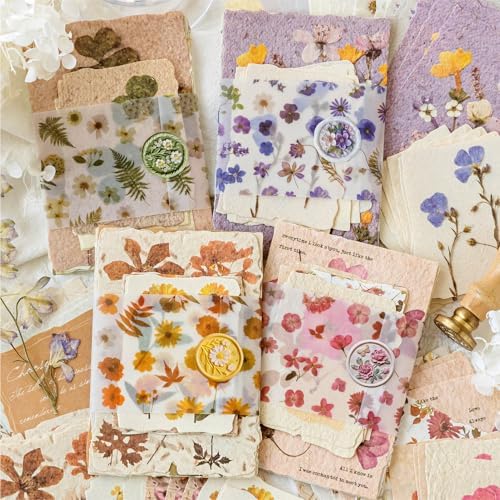 120 Pcs Floral Textured Scrapbook Paper, Embossed Rice Paper for Decoupage