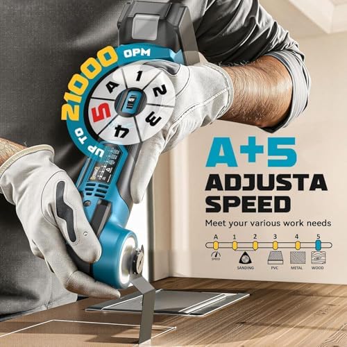 Cordless Oscillating Tool Compatible with Makita 18V Battery(Tool Only), 21,000 OPM Brushless 18V Oscillating Multi-tool with 6 Speed, LED Light, DIYtoolifz 4.5° Oscillating Tool for Cutting