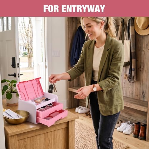 WORKPRO Small Storage Box with 2 Drawers and Flip-Top Lid
