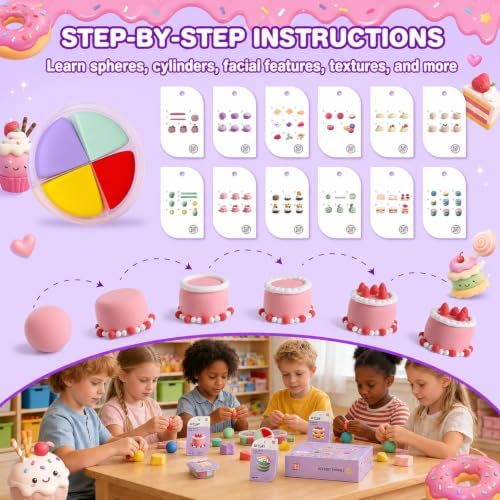 Air Dry Clay Kit -12 Desserts Modeling Clay for Kids Arts and Crafts