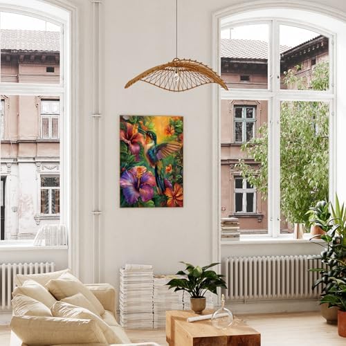 xcemhil Paint by Numbers Kit for Adults, Hummingbird Paint by Numbers for Adults, Paint by Numbers Kit for Beginner for Gift and Home Wall Decor 16x20 Inch