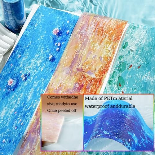 6 Rolls PET Tape for Scrapbooking Water Wave Tape Journaling Stickers Water Ripple Landscape Transparent Scrapbook Washi Tape Aesthetic Set Seaside Beach Planner Junk Journal Decorative PET Tapes