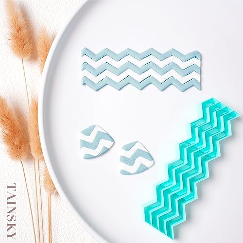 TAINSKY Stripe Tool Polymer Clay Cutters, Checker Board Maker for Making Earrings Jewerl, 5 Pcs Stripe Lines Texture Guide, Clay Earring Cutters, Polymer Clay Earrings Tools