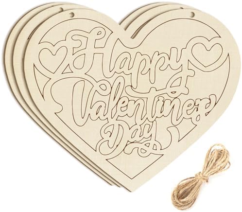Large Size 12" Wooden Heart Ornaments to Paint, Valentine's Day DIY Blank Unfinished Wreaths Front Door Sign Decorations Heart Ornament Door Hanging Sign Plaque Crafts 3PCS