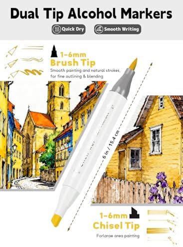 120 Colors Alcohol Markers Brush and Chisel Tip with APP Chen Rui Markers