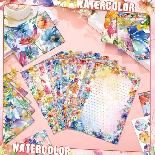 TaoBary 160 Pcs Bright Floral Stationery Paper and Envelopes Set