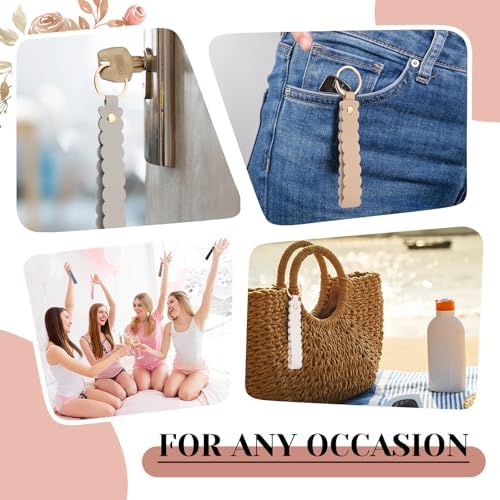 Scalloped PU Leather Keychain Blanks Laser Engraving
