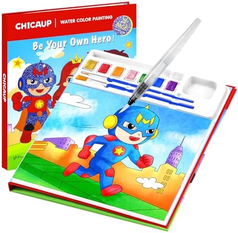 CHICAUP Water Color Painting Set for Kids, Mess Free Watercolor Coloring Books, Arts and Crafts for Boy Ages 3-5 4-8, Travel-Friendly Drawing Kit Gifts for Birthday Christmas