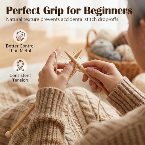 LIHAO 36 PCS Bamboo Knitting Needles Set