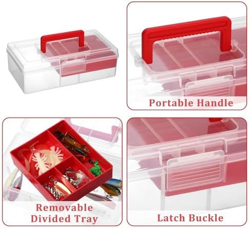 JUXYES Clear Art Craft Supply Storage Bin Sewing Box With Handle Lid